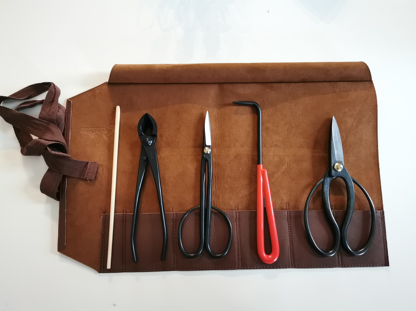 Pack 6 outils pour bonsai en acier inoxydable + trousse déroulante. Outils  bonsai qualité professionnelle